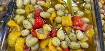 Olives vertes à la Sicilienne (ail, persil, poivrons) VRAC 1