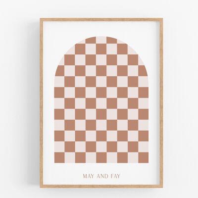 Poster Checkers Brown & Beige B2