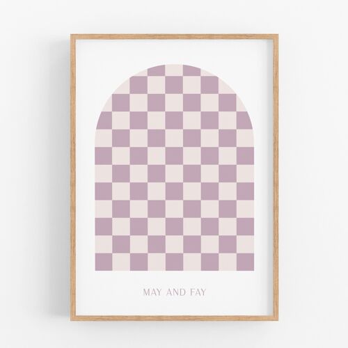 Poster Checkers Purple & Beige B2
