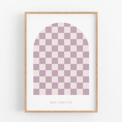 Poster Checkers Lila & Beige B2