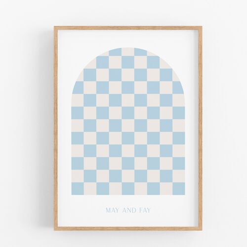 Poster Checkers Blue & Beige B2
