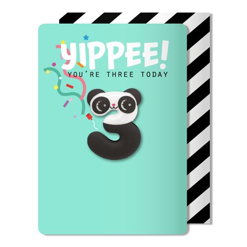 Panda Age 3 magnet card