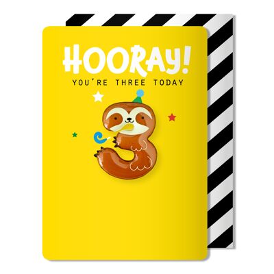 Sloth Age 3 magnet card