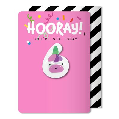 Tarjeta magnética Unicornio 6 años
