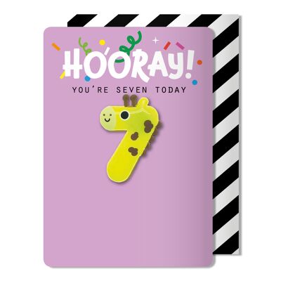 Giraffe Age 7 magnet card
