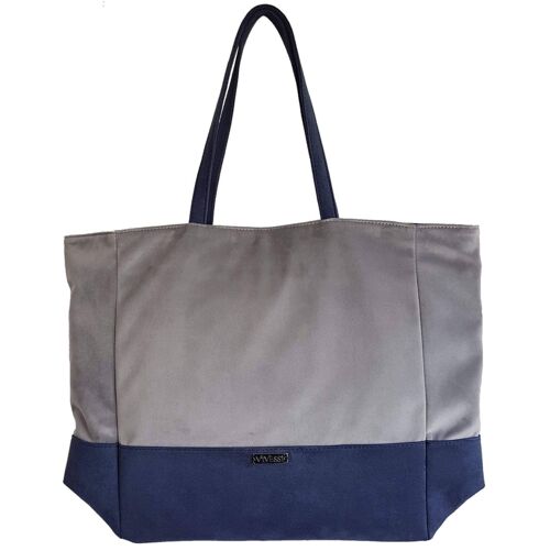 Luxury Vegan Blue and Grey Large Tote Bag