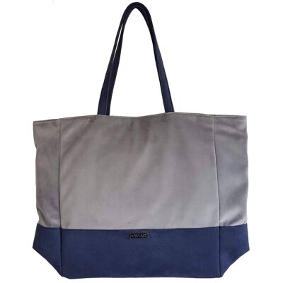 Luxuriöse vegane blaue und graue große Einkaufstasche