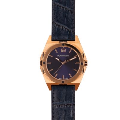 Repräsentant 40mm/Roségold/Blau/Poliert/Leder