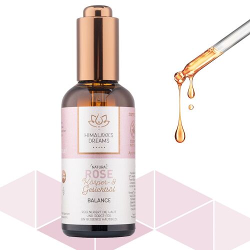 Ayurveda Körper- und Gesichtsöl Rose / Balance 100ml / Vegan / zertifizierte Naturkosmetik