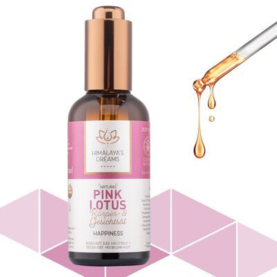 Ayurvedic body and face oil Pink Lotus/Happiness 100ml/Vegan/certified natural cosmetics