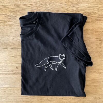 Buy wholesale Men\'s black organic cotton T-shirt with wolf embroidery