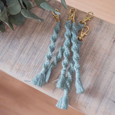 Porte-clés macramé torsadé | eucalyptus