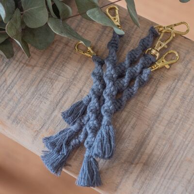 Macrame Twisted Keychain - Dark Grey