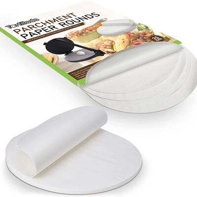 Tortillada – 200 Stück vorgeschnittene Backpapierbögen / Pergamentpapier Zuschnitte rund (20cm)