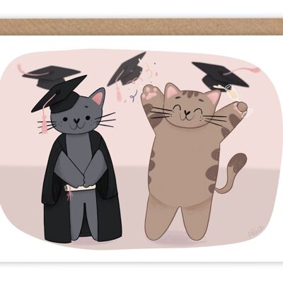 Graduation congratulations card - a celebration between cats