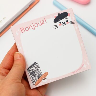 Square notepad Bonjour - Chat Parisien