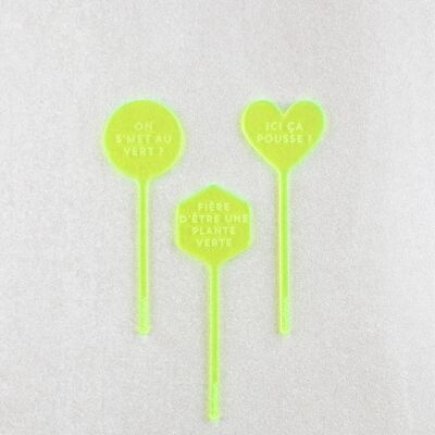 Here it grows plant markers - Neon yellow acrylic