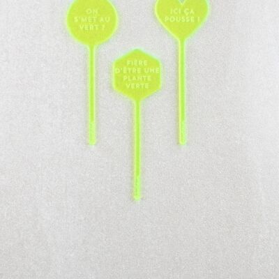 Here it grows plant markers - Neon yellow acrylic