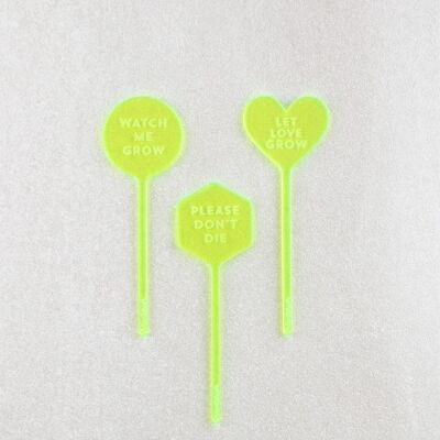 Please don't die plant markers - Neon yellow acrylic