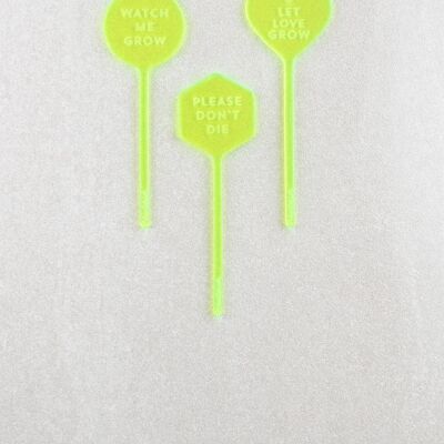 Please don't die plant markers - Neon yellow acrylic