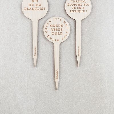 Green vibes only plant markers - Wood