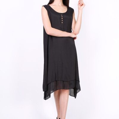 REBECCA Vestido midi liso negro Negro