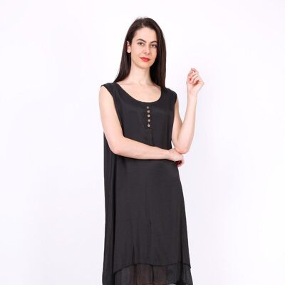 REBECCA plain black mid-length dress Black
