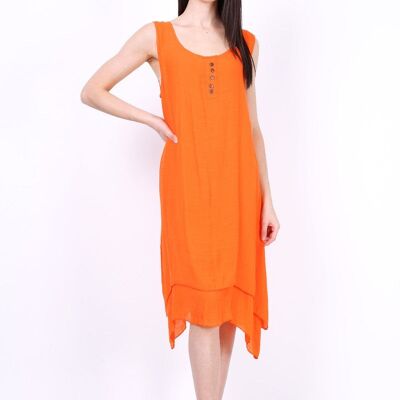 Vestido midi liso REBECCA negro Naranja