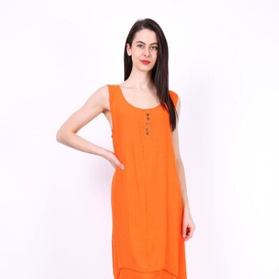 Schlichtes halblanges Kleid REBECCA schwarz Orange