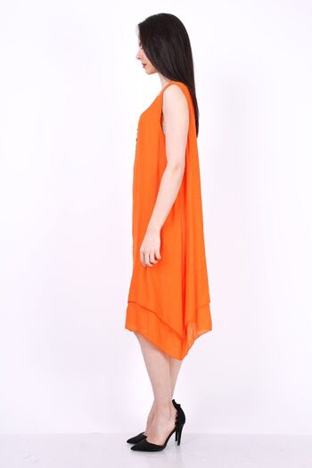 Robe uni mi longue REBECCA orange   Orange 4