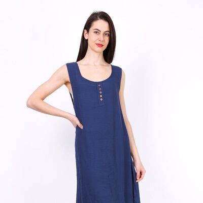 REBECCA Mid-Length Plain Blue Dress Blue