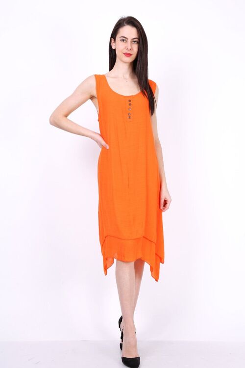 Robe uni mi longue REBECCA bleu   Orange