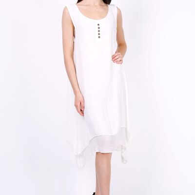 REBECCA Vestido Midi Liso Blanco Blanco