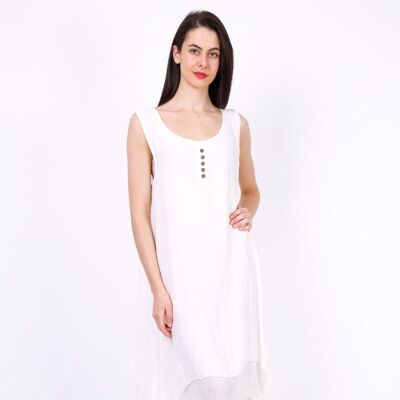 REBECCA Plain Mid-Length White Dress White