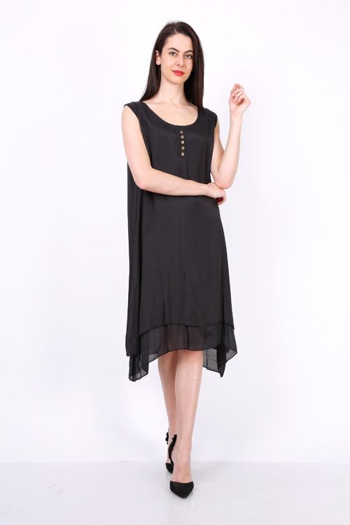 Robe uni mi longue REBECCA blanc   Noir