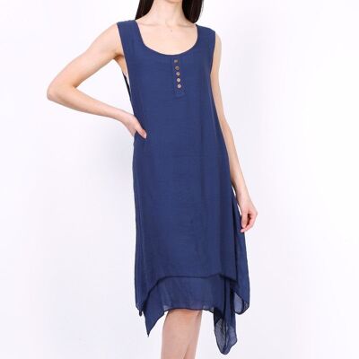 Plain mid-length dress REBECCA white Blue