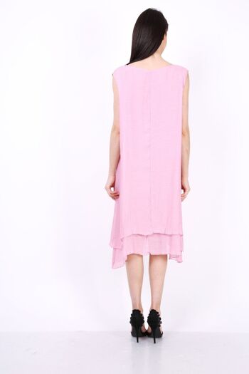 Robe uni mi longue REBECCA rose   Rose 4