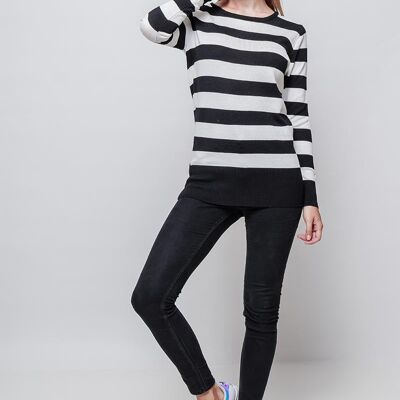 BEVERLY blue striped sailor sweater Black