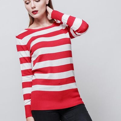 BEVERLY blue striped sailor sweater Red