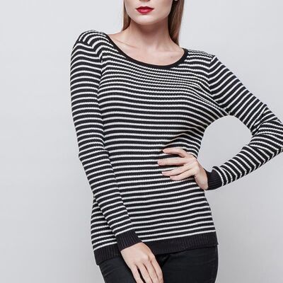 AURORA beige striped sailor sweater Black
