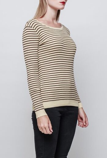 Pull marinière rayé AURORA beige   Noir 2