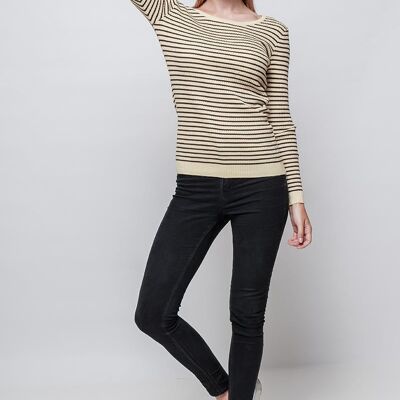 Striped sailor sweater AURORA black Beige