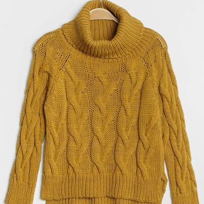 Twisted wool blend turtleneck sweater HERMINA mustard Mustard