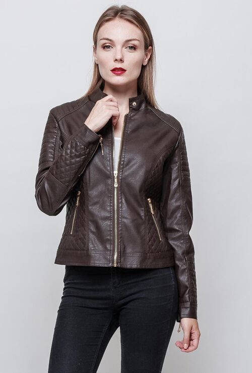 Veste en simili cuir BRITTANY noir   Marron