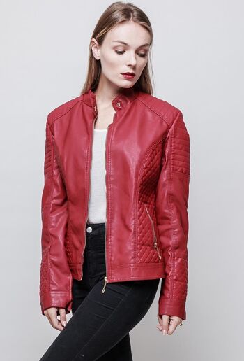 Veste en simili cuir BRITTANY noir   Rouge 1