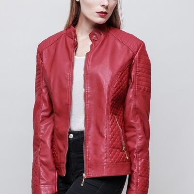 Veste en simili cuir BRITTANY marron   Rouge