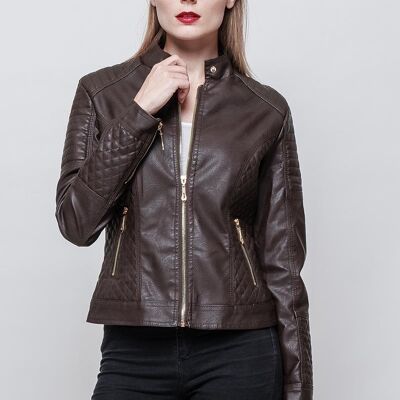 Veste en simili cuir BRITTANY rouge   Marron