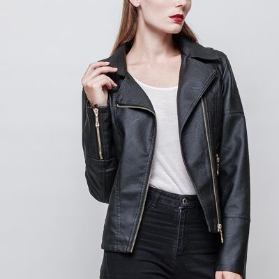 Faux leather jacket BERTHA beige Black