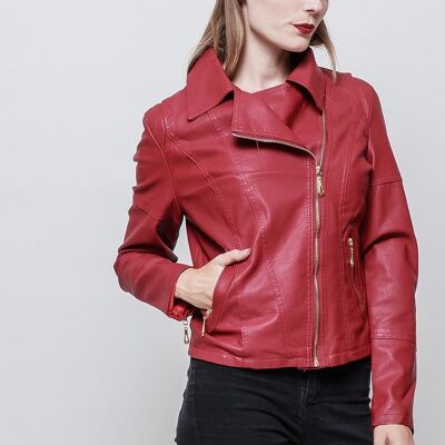 BERTHA beige Kunstlederjacke Rot