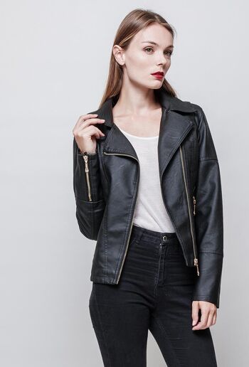 Veste en simili cuir BERTHA noir   Noir 1